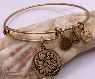 Alex & Ani Mom Flower Gold Toned Adjustable Bangle Bracelet