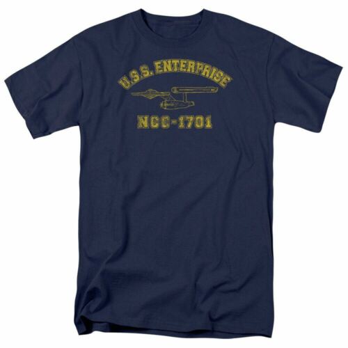 Star Trek Enterprise Athletic T Shirt Licensed Sci-Fi TV Classic Tee Navy Blue - Picture 1 of 2