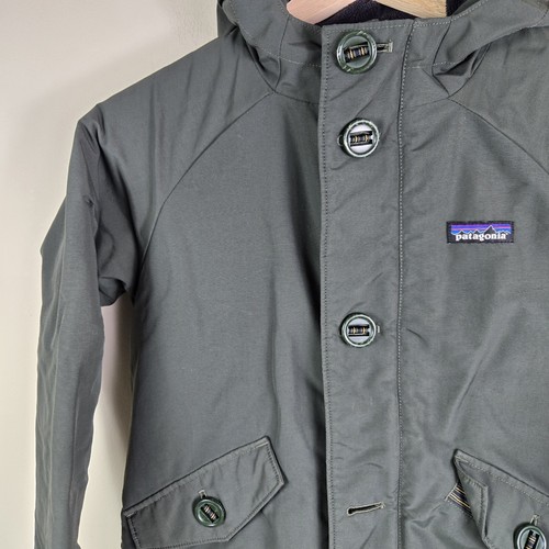 Patagonia Boys Kids Jacket M 10 Dark Green Insulated Isthmus Zip Up Coat FLAWED - Picture 3 of 16