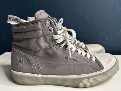 G STAR Ladies Trainers Grey distressed Canvas Hi Top Trainers