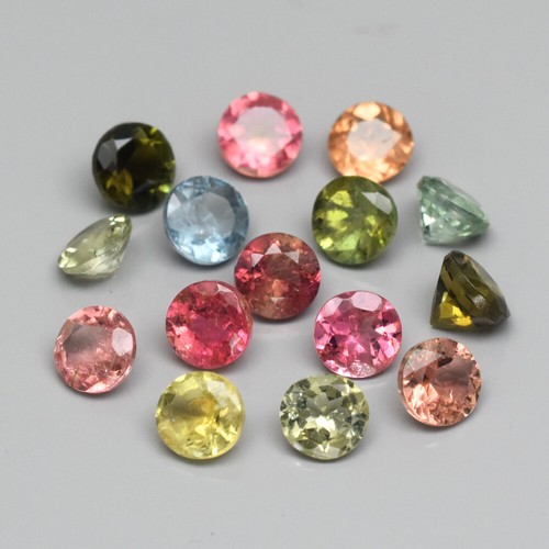 TOURMALINE 15 Pcs Set 4.05ct Fancy Color Round 4 to 4.2 mm Untreated VVS Clarity
