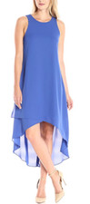 Karen Kane 2L25371 Iris Rosewater Asymmetric Hi-Lo Hem Chiffon Dress - $129