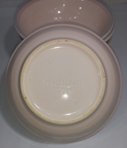 Vintage Pfaltzgraff Pink Aura Cereal Bowl Blue Stripe 6" Made in USA Set of 4 - Picture 4 of 5