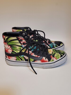 VANS Sk8 Hi Hawaiian Tropical Women Size Black Sneakers