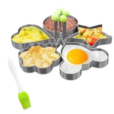 5 Pcs Stainless Steel Ring Molds Pancake Shapes Cooking Egg Frying Rings