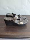 NAOT Women's Treasure Wedge Adjustable Strappy Slide Sandals Silver & Gray Sz 38
