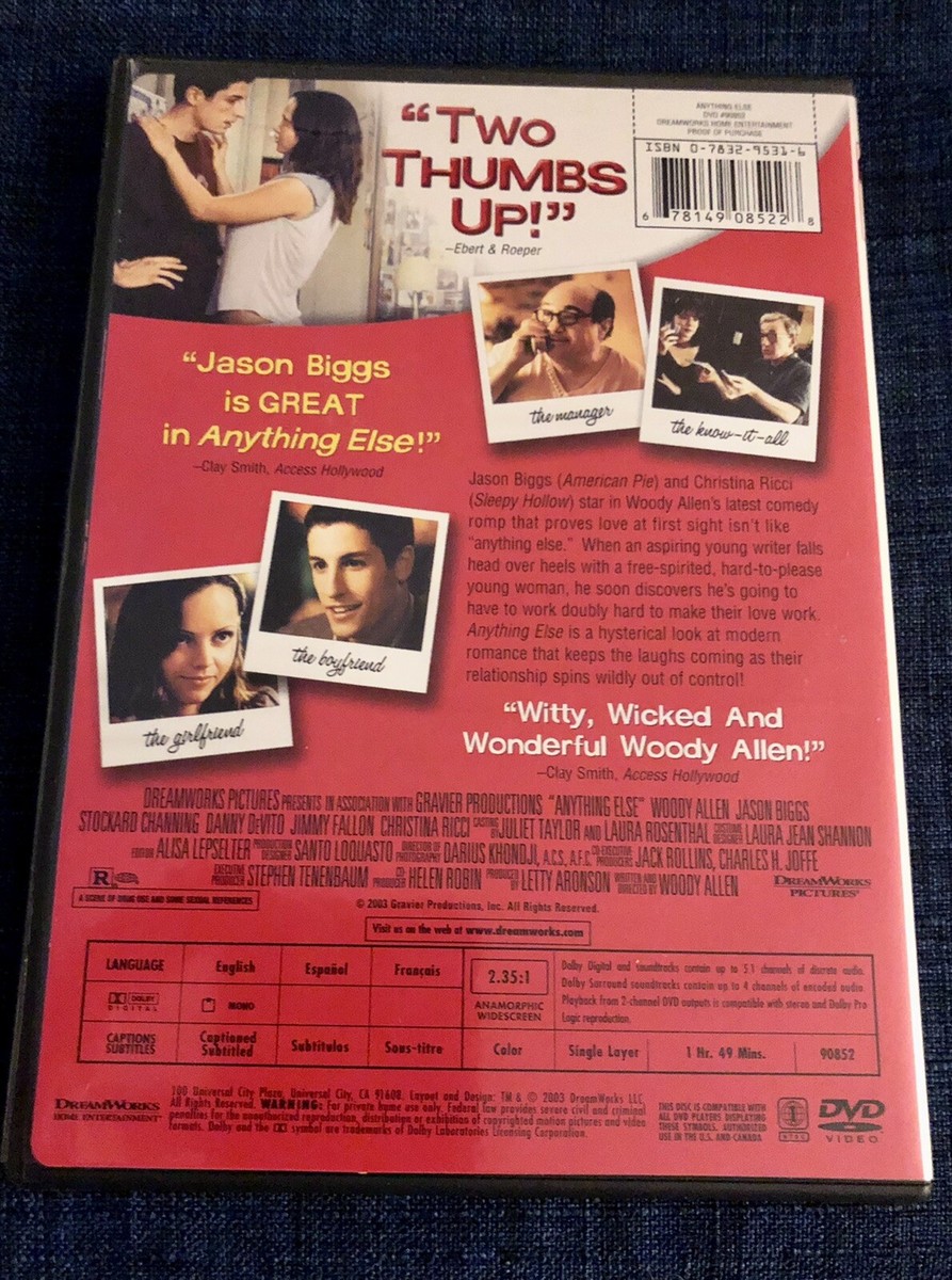 Anything Else (2003 DVD) Woody Allen, Jason Biggs, Jimmy Fallon
