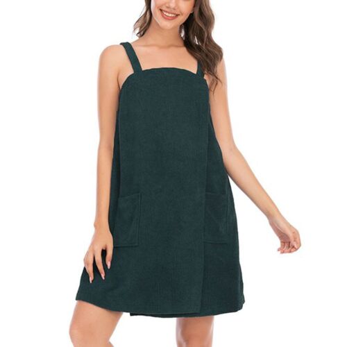 Women's Terry Cloth Towel Wrap Tank After Shower Dress Bath Spa Cozy Shower Robe - Picture 67 of 73