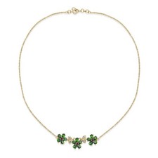 Gold Plated Chrome Diopside Necklace Sterling Silver Garnet Gemstone Jewelry NEW