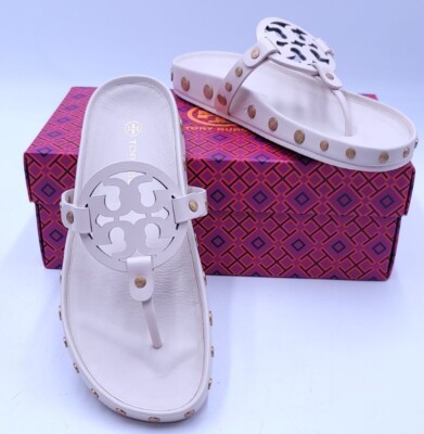 New Tory Burch Miller Cloud Coin Cream Sandal Size