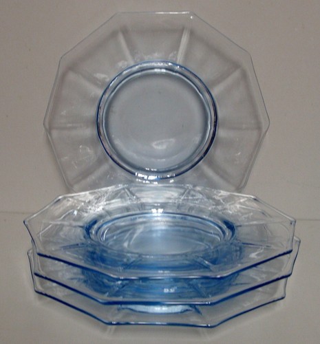 Piatti da pranzo Cambridge DECAGON (AZZURRO) 8-1/4" VENDUTI IN SET DI SEI - Foto 2 di 3