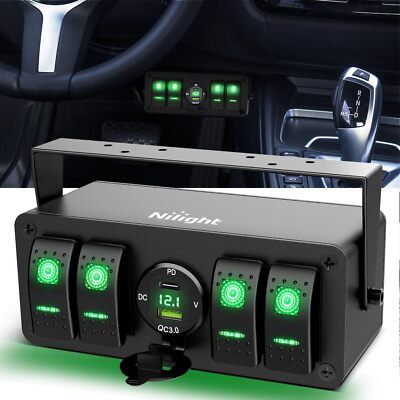 Nilight 4 Gang Rocker Switch Box 12V SPST ON Off Toggle Switch PD Type C