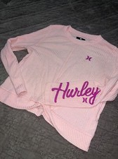 GIRLS KIDS YOUTH HURLEY SHIRT LONG SLEEVE MEDIUM SOFT PINK CREWNECK SZ L