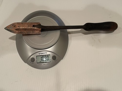 Simmons #3, Solid Brass Soldering Iron, 1lbs. 8oz., 13.75” Long,Wood Handle, USA - Picture 3 of 12