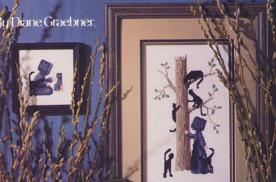 Cross StitchAmish Girl & Black Cats Milk Doll Maple Syrup  pattern OOP VINTAGE - Image 2 of 4