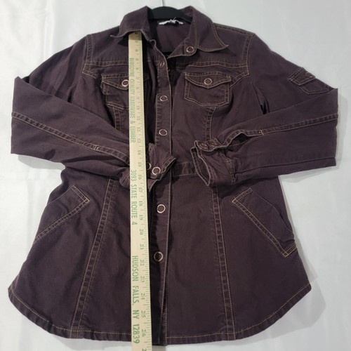 Cabi Jacket Womens M Brown Denim Snap Button Pockets Safari Military Western - Picture 4 of 19
