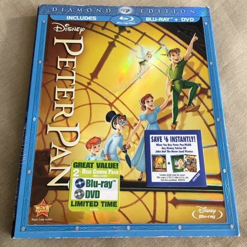 Walt Disney: Peter Pan (Blu-ray & DVD 1953 2-Disc Diamond w/ Slipcover) Animated - Picture 2 of 10