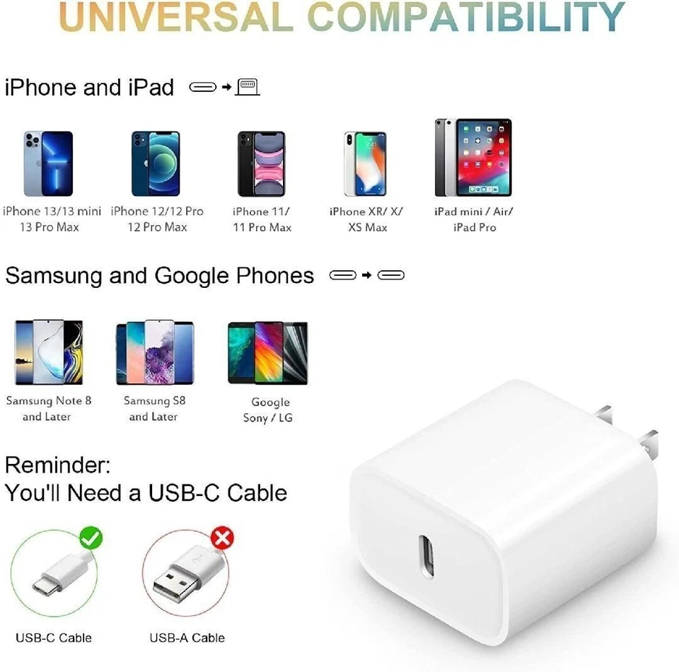 10 Pk of Chargers!! Original USB-C to USB-C  20W Charger Cube, iphone, android - Image 4 of 4