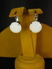 MARIANA EARRINGS SWAROVSKI CRYSTALS ROUND RO Pl Bridal White Opal Gift Christmas