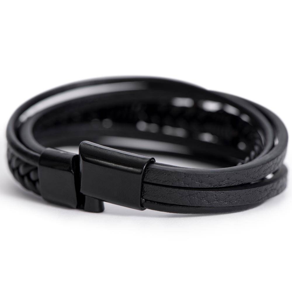 Grandson Gift from Grandma Mens Cross Bracelet Men's Leather Gift