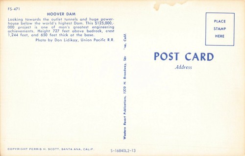 Postcard Hoover Dam Nevada - Picture 2 of 2