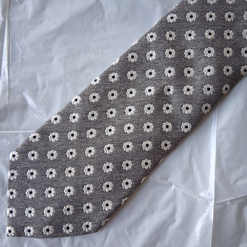 SUIT SUPPLY Neck Tie Grey Floral Silk / Cotton Blend Made In Italy Pre-Owned - Picture 2 of 9