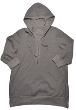 AVENUE Women Size 14/16 Gray 1/2 Zip  3/4 Sleeve Thermal Hoodie NEW
