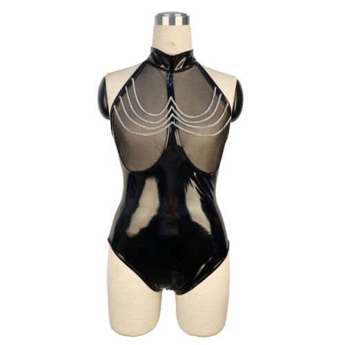 Body ultra sexy et brillant pour femme Body effet Latex érotique transparent PVC - Bild 8 von 12