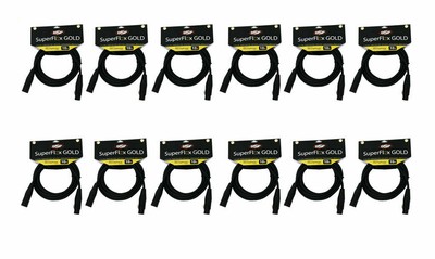 12 Mic Cables 10 ft  Quality XLR 3pin Microphone  cable Lay Flat 