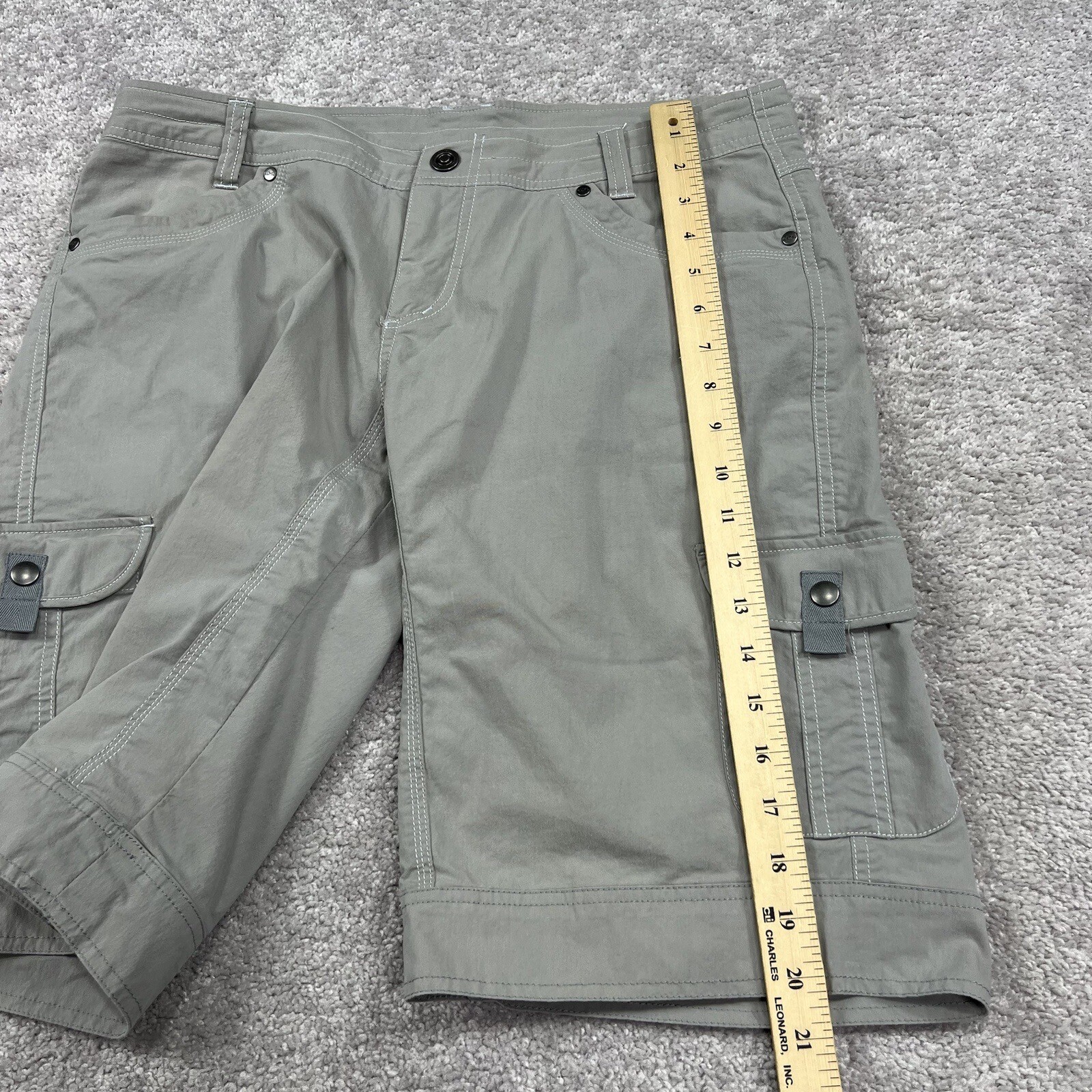 KUHL Shorts Women’s 12 Cargo Burmuda Gray Cotton Nylo… Gem