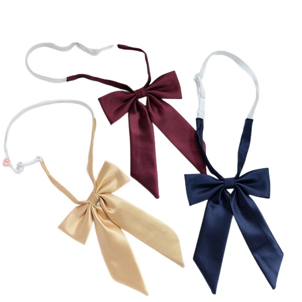 Mujeres Dama Corbata de moño lisa Cuello Ropa Estudiante Rejillas Cuadros QN22004 Foto 3 de 4