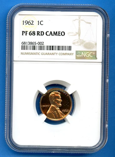 1962 P NGC PF68 RD Lincoln Cent 1c Penny US Mint Proof 1962-P PF-68 RD Cameo
