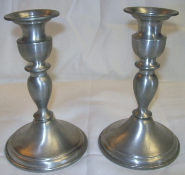 PAIR Leonard Genuine Pewter Weighted Candlestick Holders Bolivia 61/2