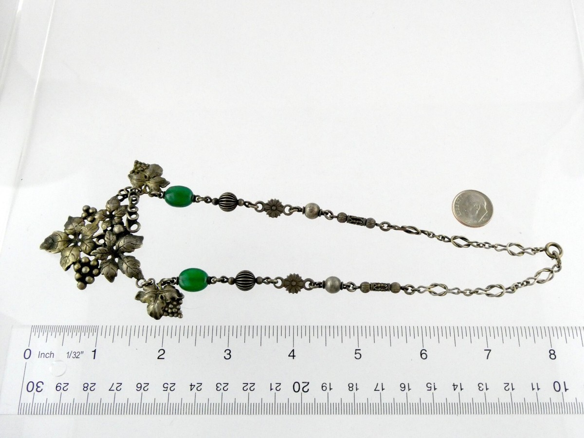 Vintage Peruzzi Boston Sterling Silver Green Onyx Grape Vine