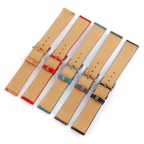 DIY Men Genuine Leather Watch Band Strap with Spring Bars Retro Width 18-24mm - Picture 7 of 17