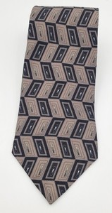 Men's Necktie Arrow 100% Silk Tan Black Nice!