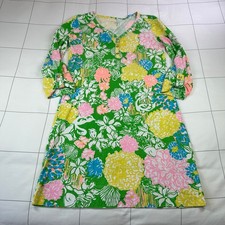 Lilly Pulitzer Dress Women Medium Green Palmetto Floral Shift Hibiscus Stroll