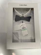 Sale New size 8 CALVIN KLEIN Big Boys Husky Tuxedo Shirt and Bow Tie Box Set