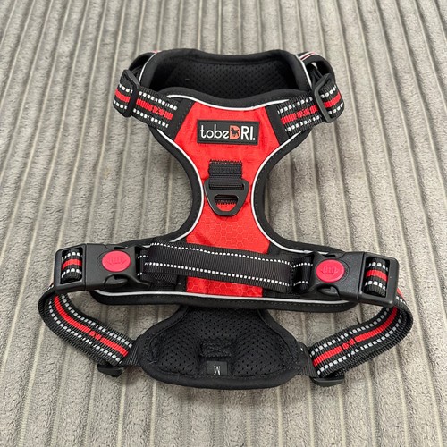 tobeDRI No Pull Dog Harness Size Medium Reflective Oxford Black/Red Adjustable