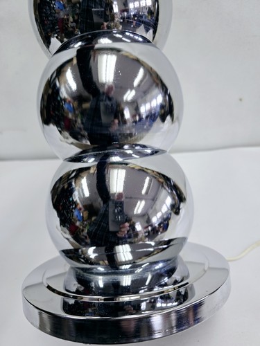 Vtg MCM George Kovacs Style Stacked Chrome Ball Caterpillar Table Lamp Hollywood - Picture 9 of 11