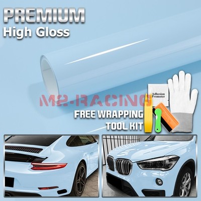 High Gloss Ice Blue Car Vinyl Wrap Sticker Decal Sheet Film DIY Air Release