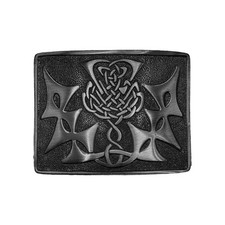 AAR Scottish Kilt Belt Buckle Thistle knot Celtic Design Jet Black Finish