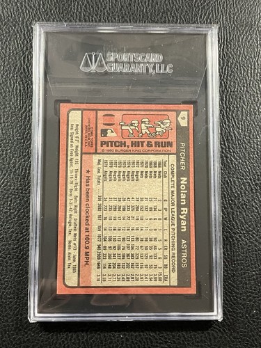 1980 Topps Burger King Pitch, Hit & Run - Nolan Ryan #9 - Astros HOF - SGC 8.5 - Bild 2 von 2