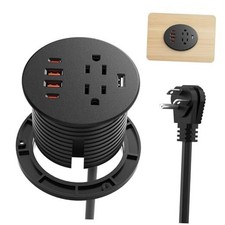 Recessed Power Grommet with USB-C 35W, Desk Charging Station with 2 AC