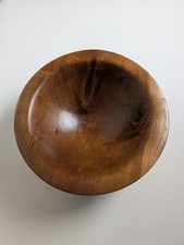 Large 13.5  Hand Turned Wood Bowl - Artisan Burl Grain  Geometric Inlay Base