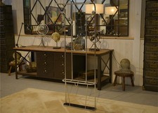 Vestiaire d'entrée/porte-manteaux avec miroir Art déco en aluminium poli 1950's