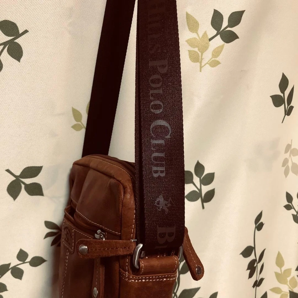 Genuine Leather Polo Bag 14cm x 20cm Shoulder Bag Brown Used - Image 4 of 4