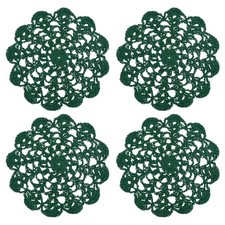 4Pcs Crocheted Cotton Doilies, 5.5" Lace Doilies Lace Placemats, Forest Green