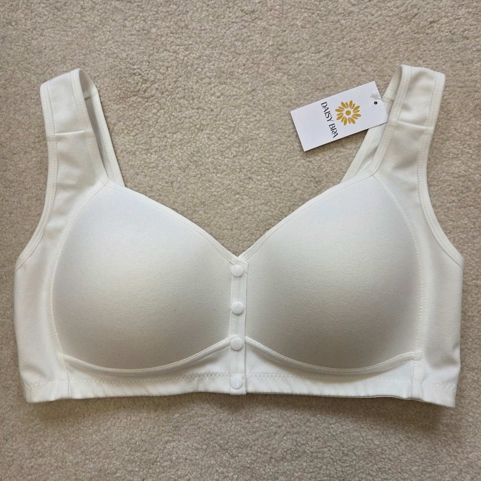 NWT Daisy 3XL Wireless Front Snap T-Shirt Bra Wide Straps Smooth Cups Ivory
