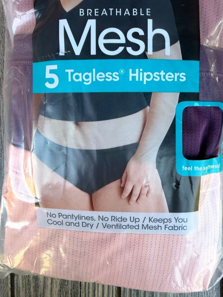 Ropa interior Hanes para mujer de malla transpirable sin etiquetas Hipsters paquete de 5-talla 12/4X Foto 3 de 4